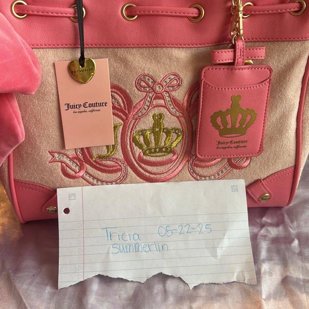 Juicy Couture Pink and Cream Tote with Crown Design